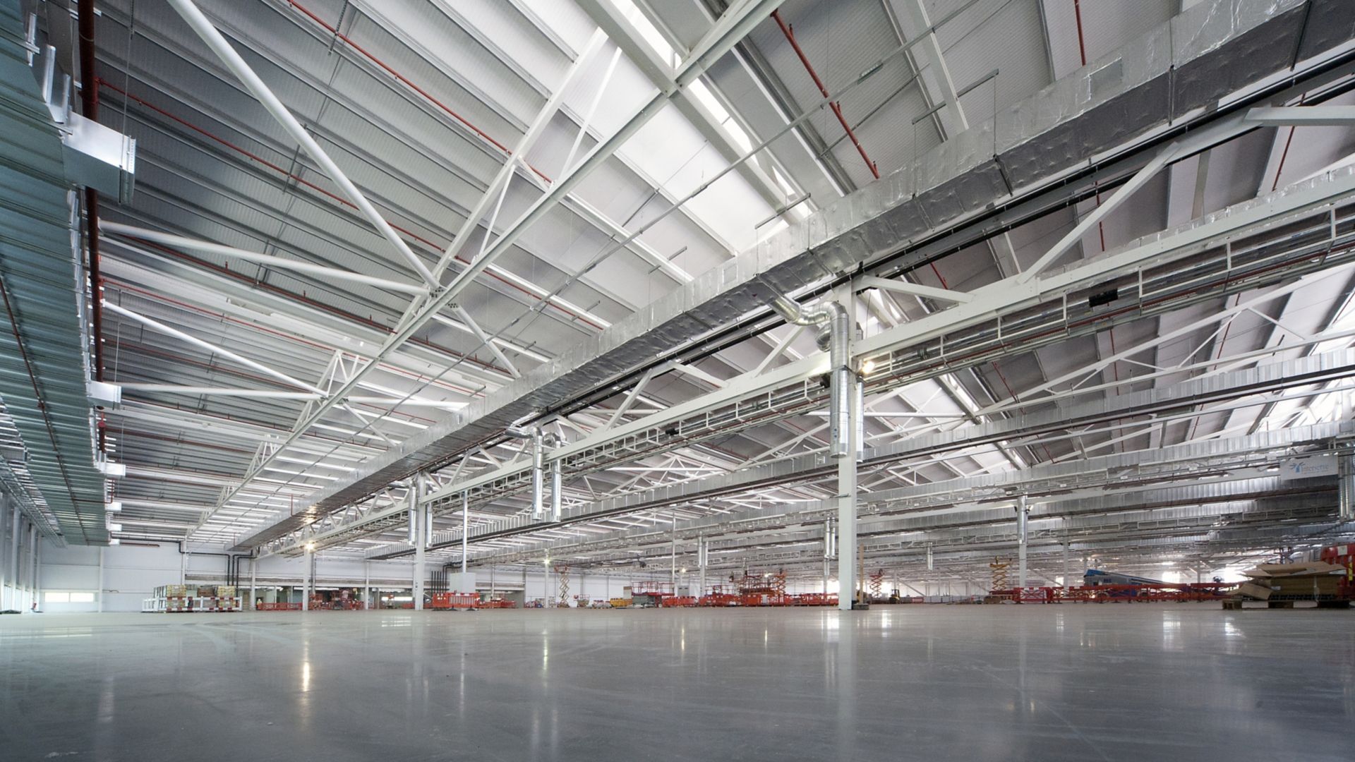 Concrete floor in warehouse
