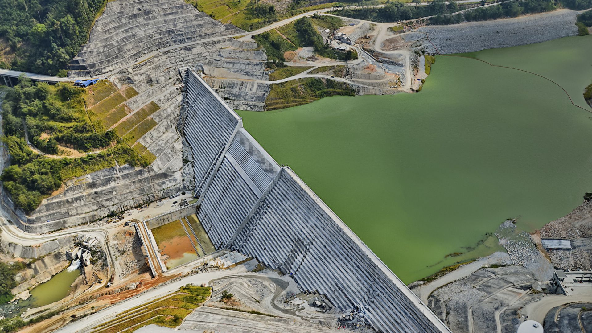 Aerial photo of Ulu Jelai hydropower dam in Malaysia